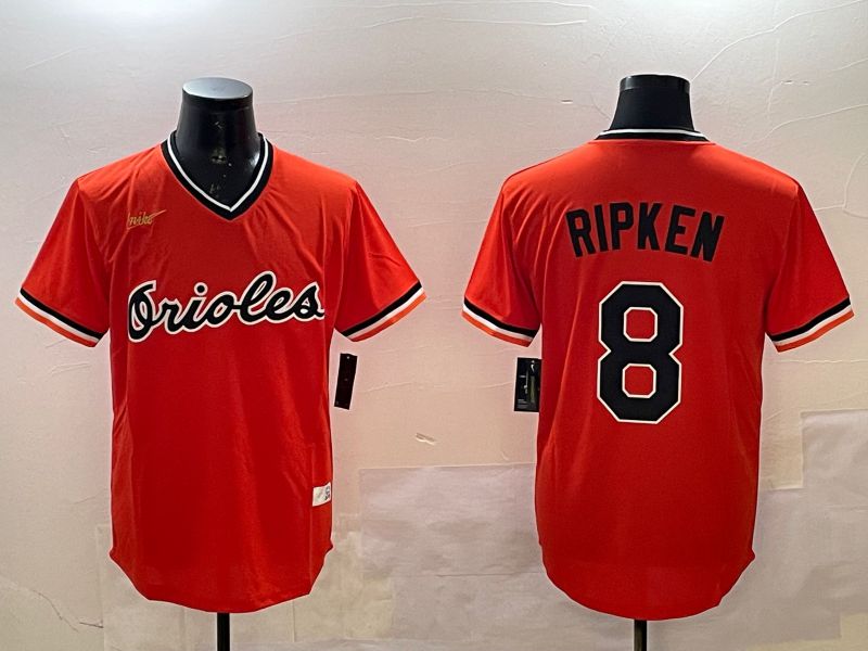 Men Baltimore Orioles #8 Ripken Orange Throwback Game 2025 Nike MLB Jersey style 2